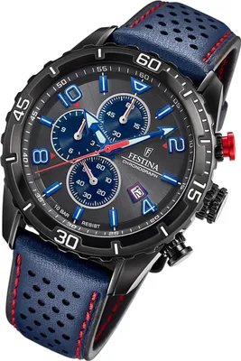 Produktbild von Festina Herren Uhr Chronograph F20519/3 Leder Sport Armband-Uhr blau UF20519/3