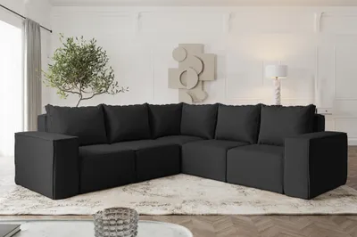 Produktbild von Ecksofa Designersofa ESTELLE in Stoff Opera Velvet Schwarz Seite Universal