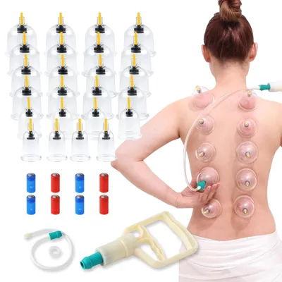 Produktbild von BASVII 24 Stück Schröpfgläser mit Vakuumpumpe für Gesicht und Körper