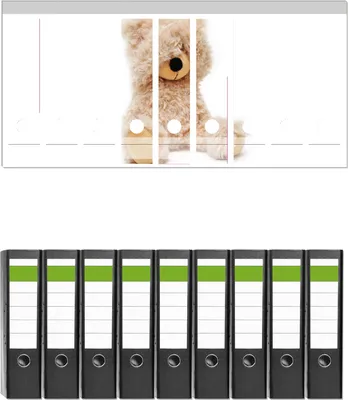 Produktbild von Wallario 9 Stück breite Ordner inkl. Klebeetiketten mit Motive Süßer Teddybär -  Set mit Rückenschildern / Ordnerrücken Stickern