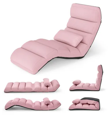 Produktbild von COSTWAY Relaxliege klappbar, Bodenstuhl mit verstellbarer Rückenlehne, Bodenliege mit Schlaffunktion, Bodensofa, Bodensessel, Rosa