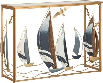 Produktbild von FURNLUX Konsolentisch Vele Gold 108cm / Hauptfarbe: Gold / Abmessungen: 108 x 80 x 37 cm
