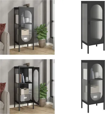 Obrázok produktu pre vidaXL Príborník čierny 40x35x105 cm sklo a oceľ - Príborník - Príborníky - Skriňa - Úložná skriňa
