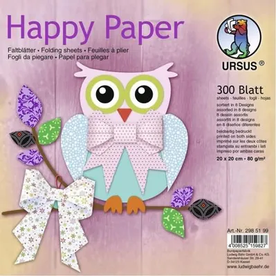 Produktbild von Faltblätter Happy Paper 80g/qm 20x20cm 8 Designs VE=300 Blatt