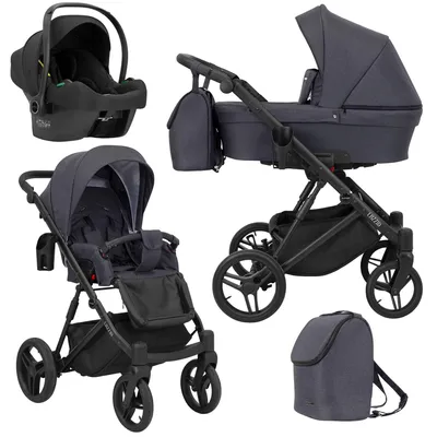 Produktbild von Kunert Lazzio Premium 3-in-1 Kombikinderwagen Anthrazit mit Babyschale