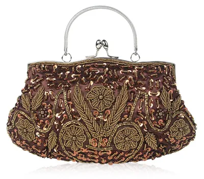 Immagine prodotto di CORIOS: Borsa a mano da donna, realizzata a mano con perle, borsa da sera floreale, pochette vintage