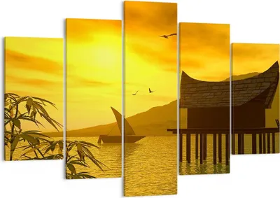 Produktbild von Bild auf Leinwand - Leinwandbild - Asien Berg Meer Felsen - 150x100cm - Wand Bild - Wanddeko - Leinwanddruck - Bilder - Kunstdruck - Wanddekoration - Leinwand bilder - Wandkunst - EA150x100-0363