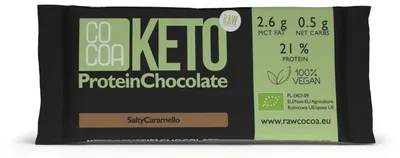 CZEKOLADA PROTEINOWA O SMAKU SŁONEGO KARMELU KETO BIO 40 g - COCOA