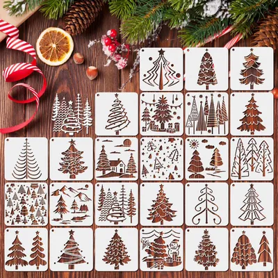 Productafbeelding van 25 Stuks Kerst Schablonen Set voor Maken en Schilderen