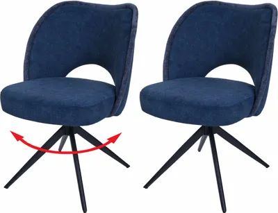 Produktbild von 2er-Set Esszimmerstuhl MCW-N72, Polster-Küchenstuhl, drehbar Auto-Return, Stoff/Textil (420g/m²)   blau