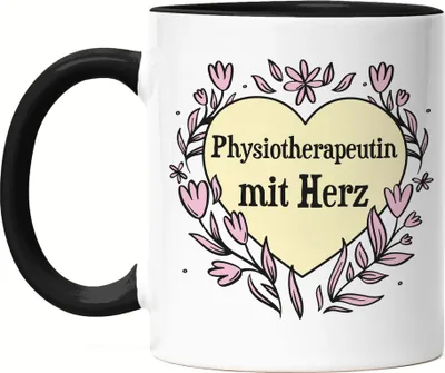 Produktbild von Physiotherapeutin mit Herz Tasse Schwarz Geschenkidee Zum Danke Sagen Beste Physiotherapeutin