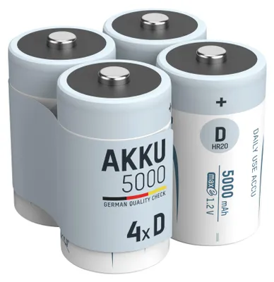 Produktbild von ANSMANN Akku D 5000mAh Mono NiMH 1,2V – 1000x wiederaufladbar (4 Stück)