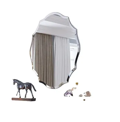 Image de Miroir mural sans cadre, forme asymétrique unique, design étanche et inoxydable, argent, 56x71cm(22x28inch))