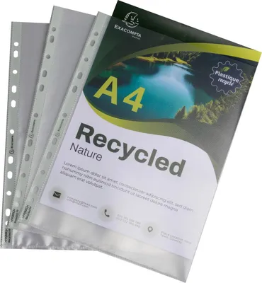 Image de Exacompta 10x Sachet de 25 pochettes perforées PP recyclé A4 Translucide 5350E