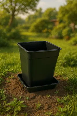 Produktbild von Topf 2 Liter & Untersetzer viereckig - 13 x 13 x 17 cm Pflanztopf Blumentopf Pflanzkübel