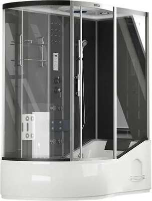 Produktbild von HOME DELUXE - Duschtempel ALL IN 2in1 - Schwarz, 170 x 90 x 220 cm Links - Regendusche und Fußmassage I Duschtempel Whirlpool Fertigdusche