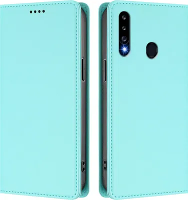 Obrázek produktu pro Kožené pouzdro pro Samsung Galaxy A20S, magnetické flipové pouzdro zPolyuretankůže se stojánkem Mátově zelená