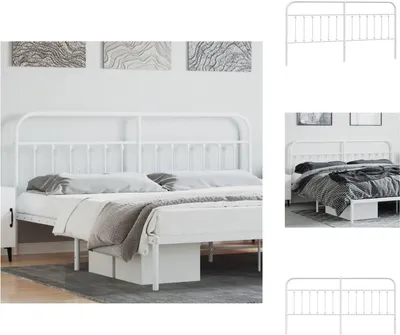 Image de vidaXL Tête de lit en métal blanc 200 cm - Tête & Pieds de lit