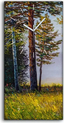 Produktbild von Wohnzimmer-Bild Leinwand Uhr 30x60 Malerei Wald Bäume Gras Blumen Kunst - weiße Hände