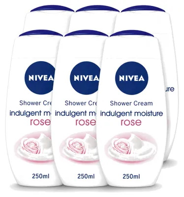 Image de 6 x Crème douche hydratante NIVEA Rose - 250 ml - Pack économique - 6 pièces