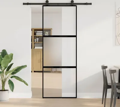 Immagine prodotto di Porta Scorrevole Ferramenta 76x205 cm Vetro Temperato Alluminio