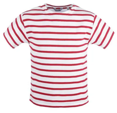 Produktbild von modAS Kinder T-Shirt mit Streifen Bretonisches Shirt - Streifenshirt Mädchen Jungen Baumwolle in Weiß / Rot Größe 152