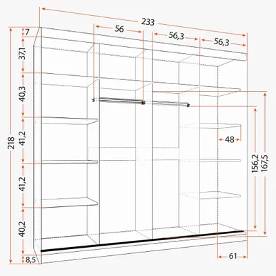 Produktbild von Schwebetürenschrank Kleiderschrank Schrank 233 cm Weiß/Weiß mit Spiegeln - Multi 38