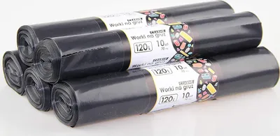 Produktbild von 5 Rollen Extra Starke Müllsäcke 120 Liter – 70 μ gesamt 50 Stück -STARK & REIßFEST - Mülltüten, Abfallsäcke, Stabile Müllbeutel LDPE für Gewerbe