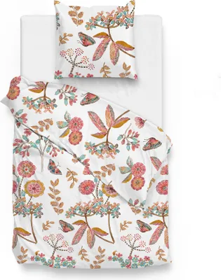 Produktbild von Zo!Home Mako Satin Shenell Bettwäsche 155 Multi Flowers Multi 1 Bettbezug 155x220cm + 1 Kissenbezug 80x80cm