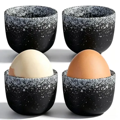 Eierbecher-Set aus Porzellan, 5 cm Ø, 4,8 cm hoch, schwarz