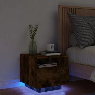 Produktbild von Design Möbel Nachttisch mit LED-Leuchten Räuchereiche 40x39x37 cm - 2024 Neu
