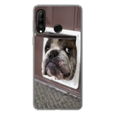 Produktbild von MuchoWow® Handyhülle Schutzhülle Hülle für Huawei P30 Lite Hund - Lustig - Katzenklappe - Kinder - Jungen - Mädchen - Kinder Silikon Softcase Handy Hülle - Handyhülle