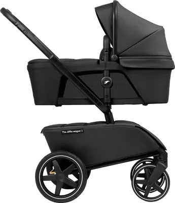 Produktbild von The Jiffle Wagon Black – 3-in-1 Kinderwagen, Mitfahrbrett & Bollerwagen, ab Geburt, 57 kg Traglast, kompakt faltbar