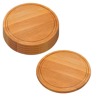 Produktbild von 6 Vesperteller mit Saftrille, Buche - Ø 25cm, Stärke 1,5cm