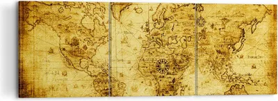 Produktbild von Bild auf Leinwand - Leinwandbild - Karte Welt Kontinente - 120x40cm - Wand Bild - Wanddeko - Leinwanddruck - Bilder - Kunstdruck - Wanddekoration - Leinwand bilder - Wandkunst - CA120x40-0127