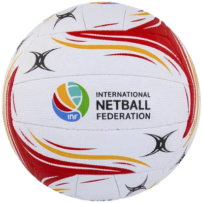 Obrázek produktu pro Netballový míč Gilbert, model Flare, velikost 4, bílý, červený, oranžový