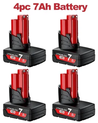 Immagine prodotto di Batteria ricaricabile agli ioni di litio M12 12 V - Batteria di ricambio - Confezione da 4 - 7000 mAh (7,0 Ah) - Alta capacità - Marrone