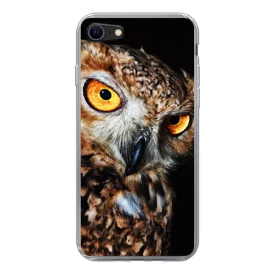 Produktbild von MuchoWow® Handyhülle Schutzhülle Hülle für iPhone SE 2020 Eule - Schwarz - Gelb Silikon Softcase Handy Hülle - Kartenbesitzer