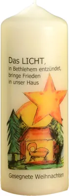 Produktbild von Weihnachtskerze "Das Licht von Bethlehem" Elfenbein 170 x Ø 60 mm, 1 Stück