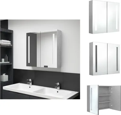 Produktbild von vidaXL LED-Bad-Spiegelschrank Betongrau 62x14x60 cm -  Badezimmerwaschtische
