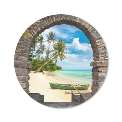 Produktbild von MuchoWow® Mauspad Mousepad Strand - Palme - Blick - Meer - Kanu 50x50 cm - Mousepads - Maus Mat - Pad - Mausunterlage - Vinyl