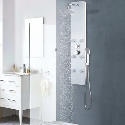 Produktbild von vidaXL Duschpaneel Glas 25×44,6×130 cm Weiß