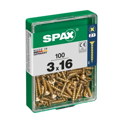 Image de Boîte 100 Unités. Vis A Bois Spax Cab. Plat Yellox 3.0x16mm Spax