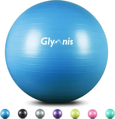 Produktbild von Antirutsch-Yogaball 75 cm mit Schnellpumpe für Yoga-Training und Fitness - Blau