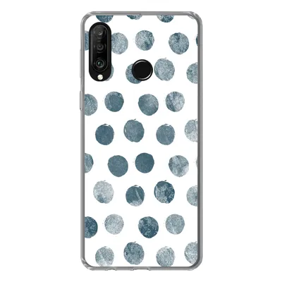 Produktbild von MuchoWow® Handyhülle Schutzhülle Hülle für Huawei P30 Lite Polka dots - Grau - Weiß Silikon Softcase Handy Hülle - Handyhülle