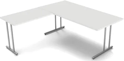 Produktbild von Schreibtisch start up Fuß silber BxT 180x180cm lichtgrau