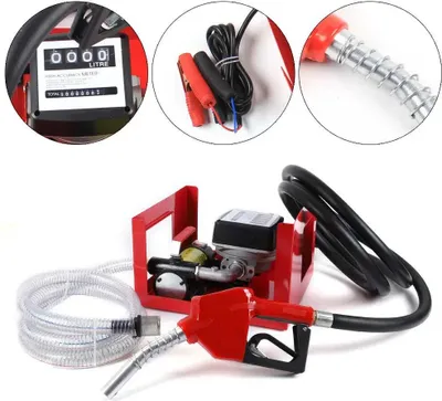 Image de Pompe électrique de transfert de carburant, auto-amorçante 12V DC, avec débitmètre et pistolet de distribution, haut débit