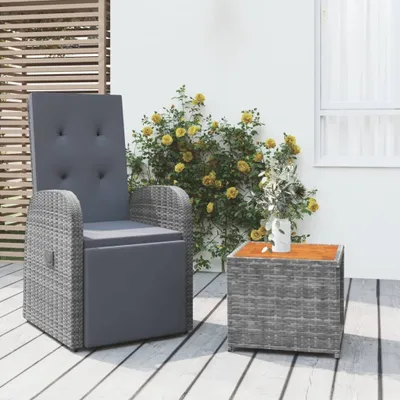 Produktbild von Möbel 2-tlg. Garten-Lounge-Set Grau Poly Rattan & Massivholz Akazie - Terrassenmöbel 3157657
