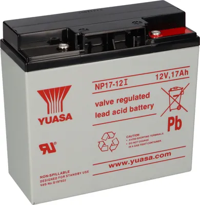 Zdjęcie produktu dla Akumulator kwasowo-ołowiowy Yuasa NP17-12I Pb 12V 17Ah VdS, gwint wewnętrzny M5