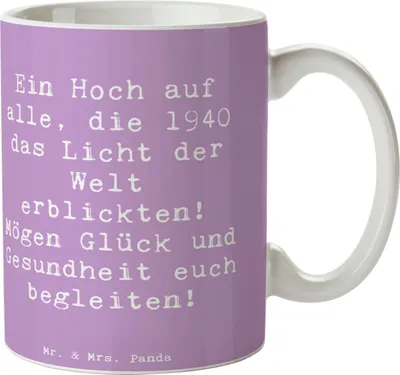 Produktbild von Mr. & Mrs. Panda Kaffeetasse Spruch 1940 Geburtstag - Lavendeltraum - Geschenk, Glückwunsch, Handgemachte Geschenke, Keramiktasse, Happy Birthday, Tasse, Geburtsjahr